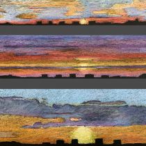Zachody na Sadach_tryptyk, tłusty pastel, 10 x 70 cm, 15 x 70 cm, 20 x 70 cm, 2020